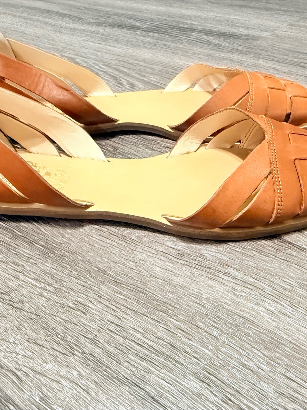 Vince Camuto Leather Woven D'Orsay Flats in Tan size 9 - Picture 2 of 7
